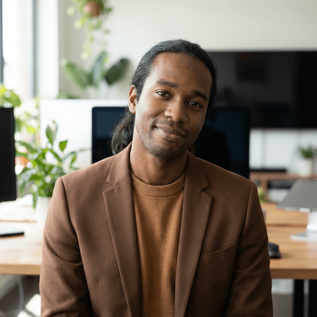 Marcus Reid, practice manager, at his desk