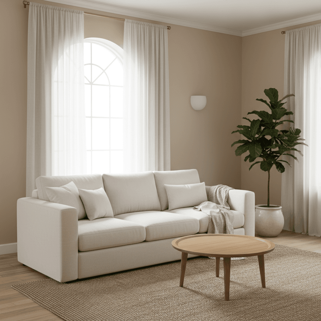 spotless furnished living room in a short-term rental